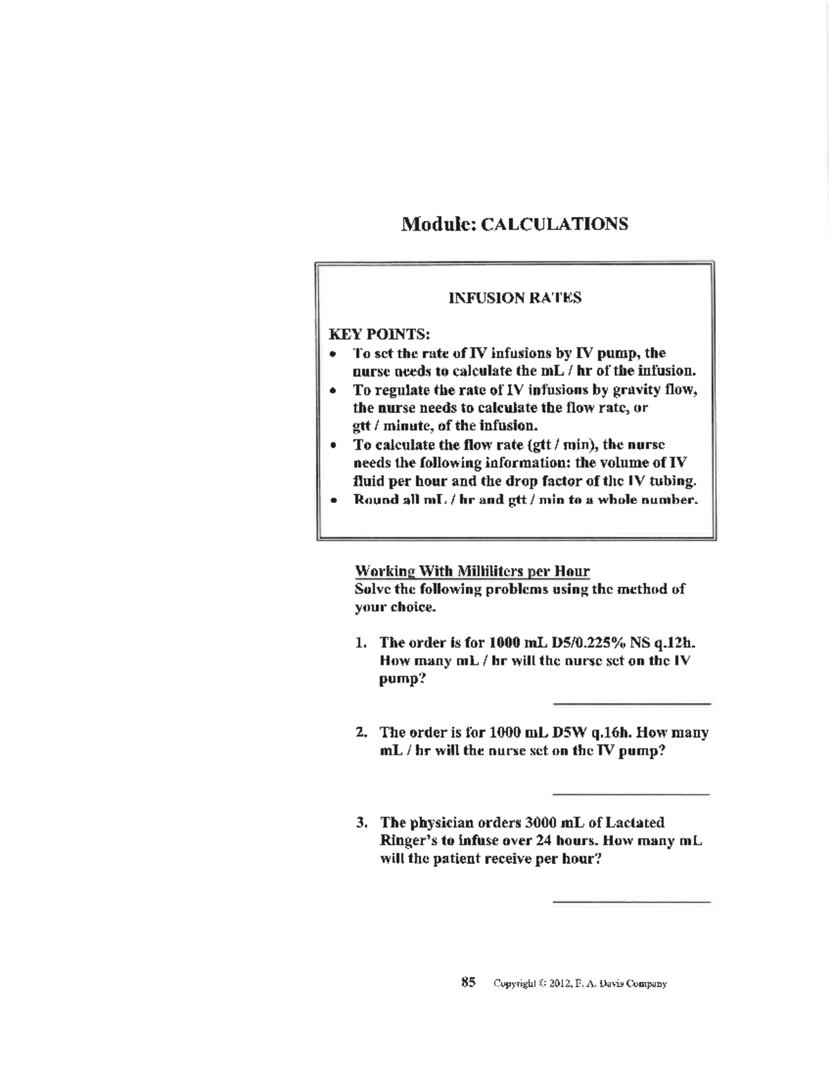 IV Practice Problems & Solutions: Calculating Infusion Rates - Studocu