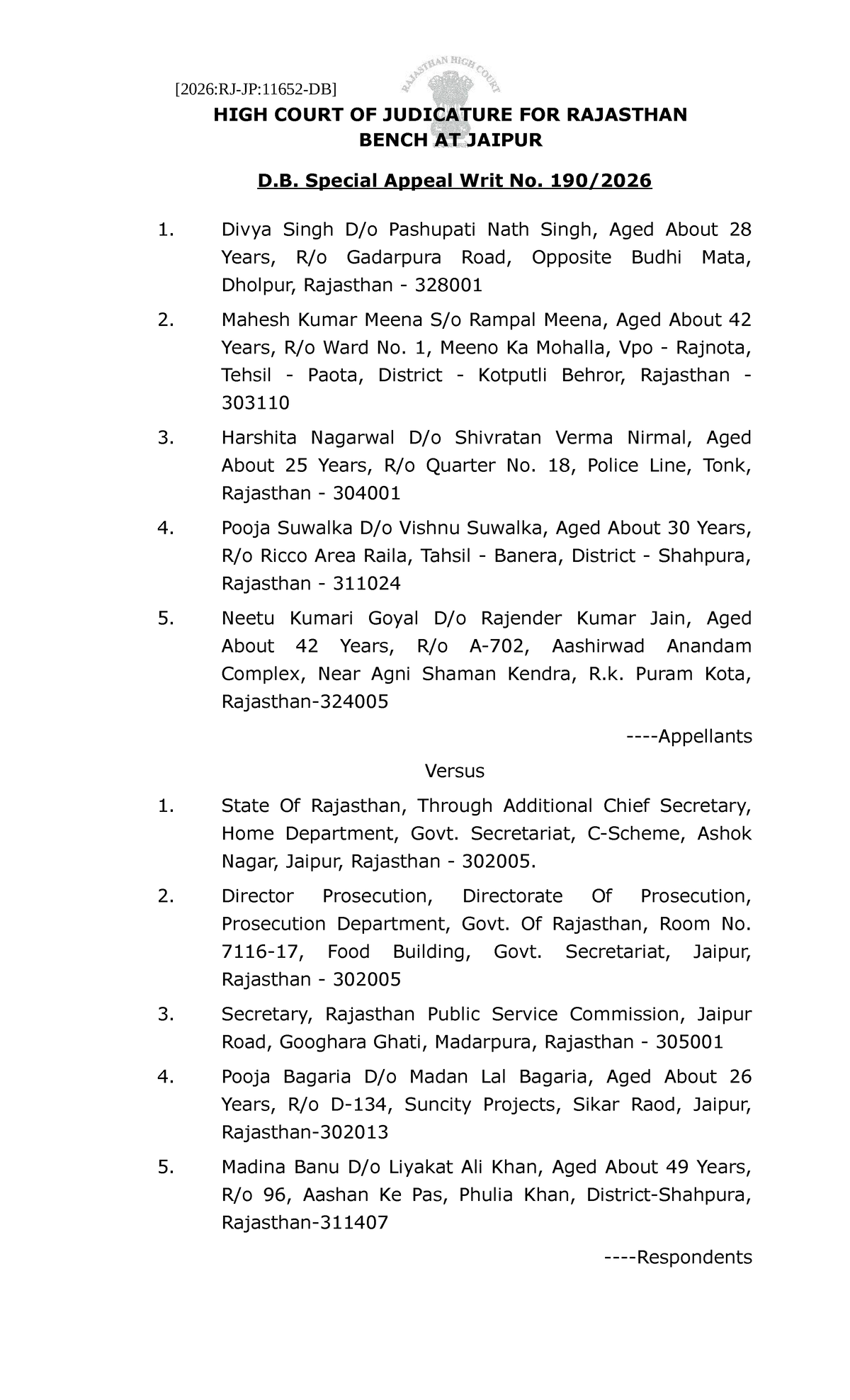 D.B. Special Appeal Writ No. 1: Judgment Analysis and Key Findings ...