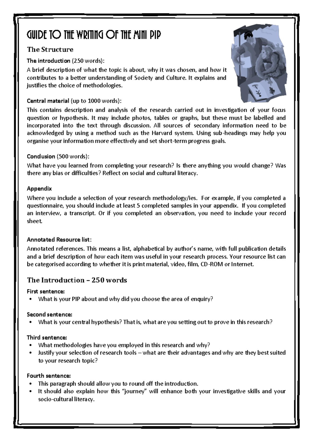 Mini PIP Writing Guide: Structure, Analysis, and Reflection - Studocu