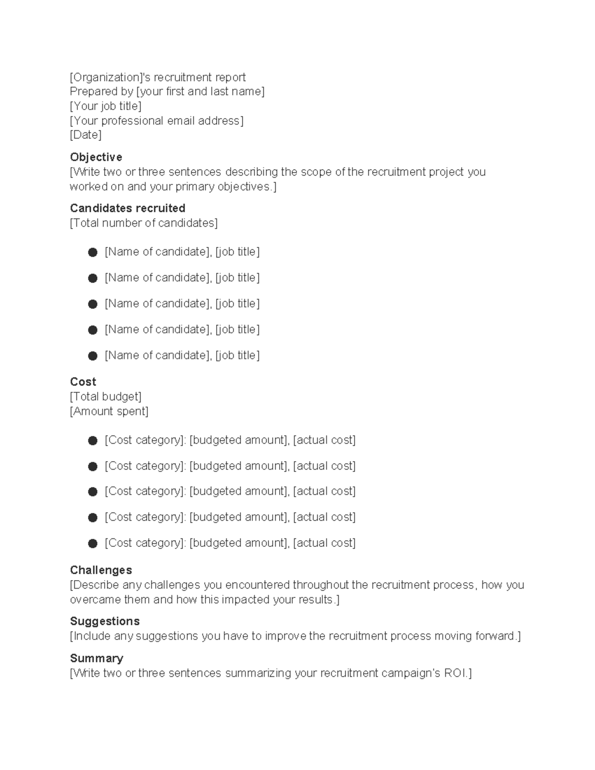 Recruitment Report Template - [Organization]'s recruitment report ...