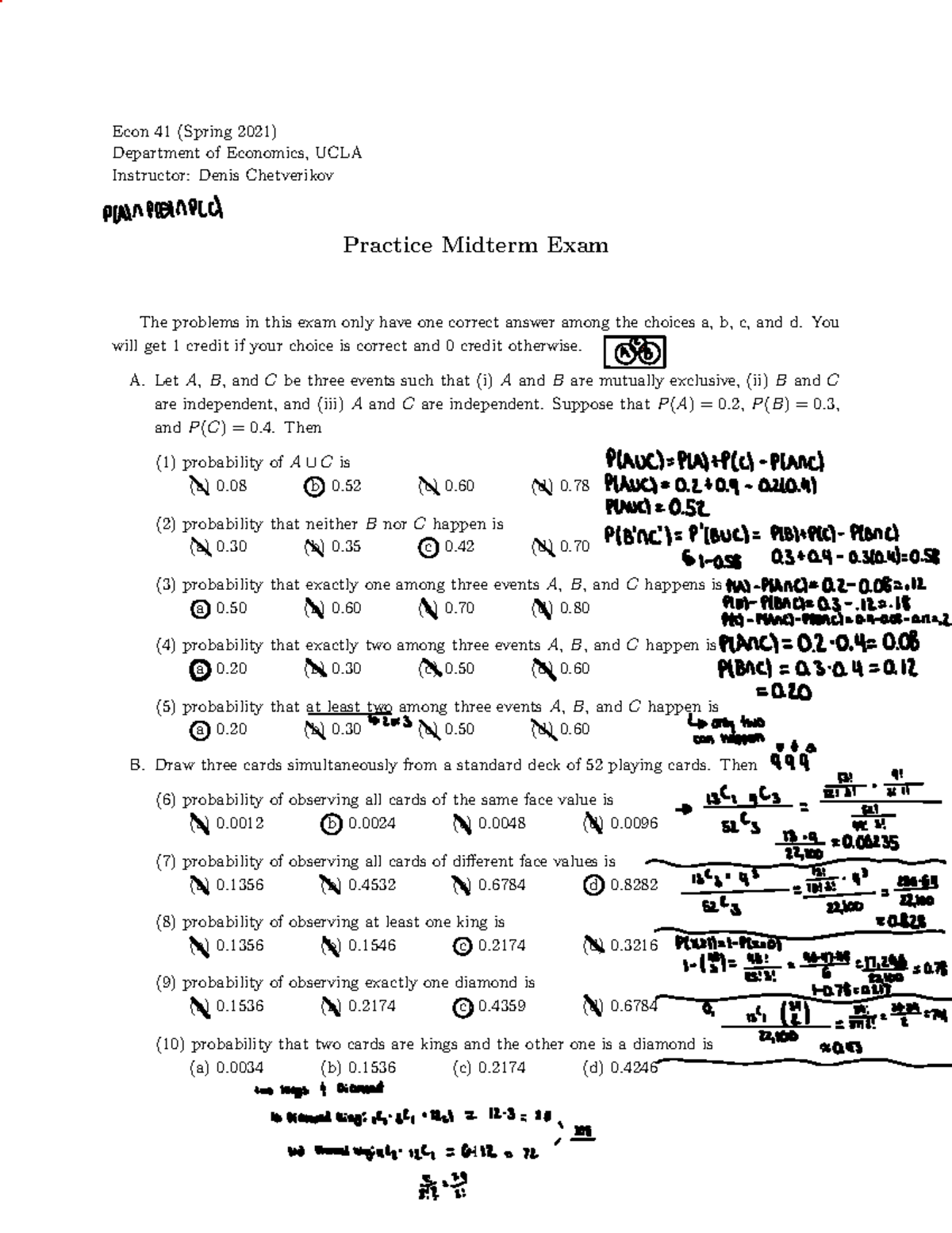 Econ 41: Practice Midterm Exam 1 - Spring 2021 Review Guide - Studocu
