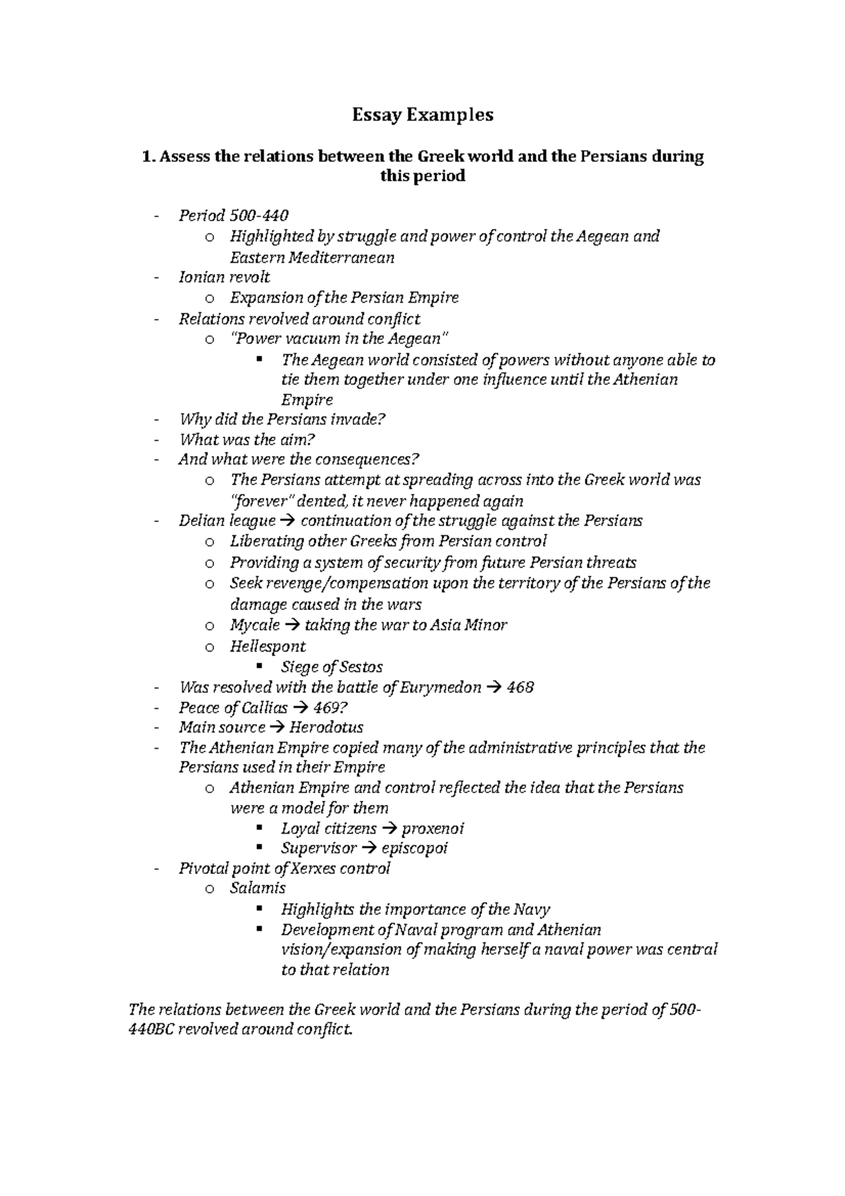 Greece 440-500BC - Essay Examples on Greek-Persian Relations and Wars ...