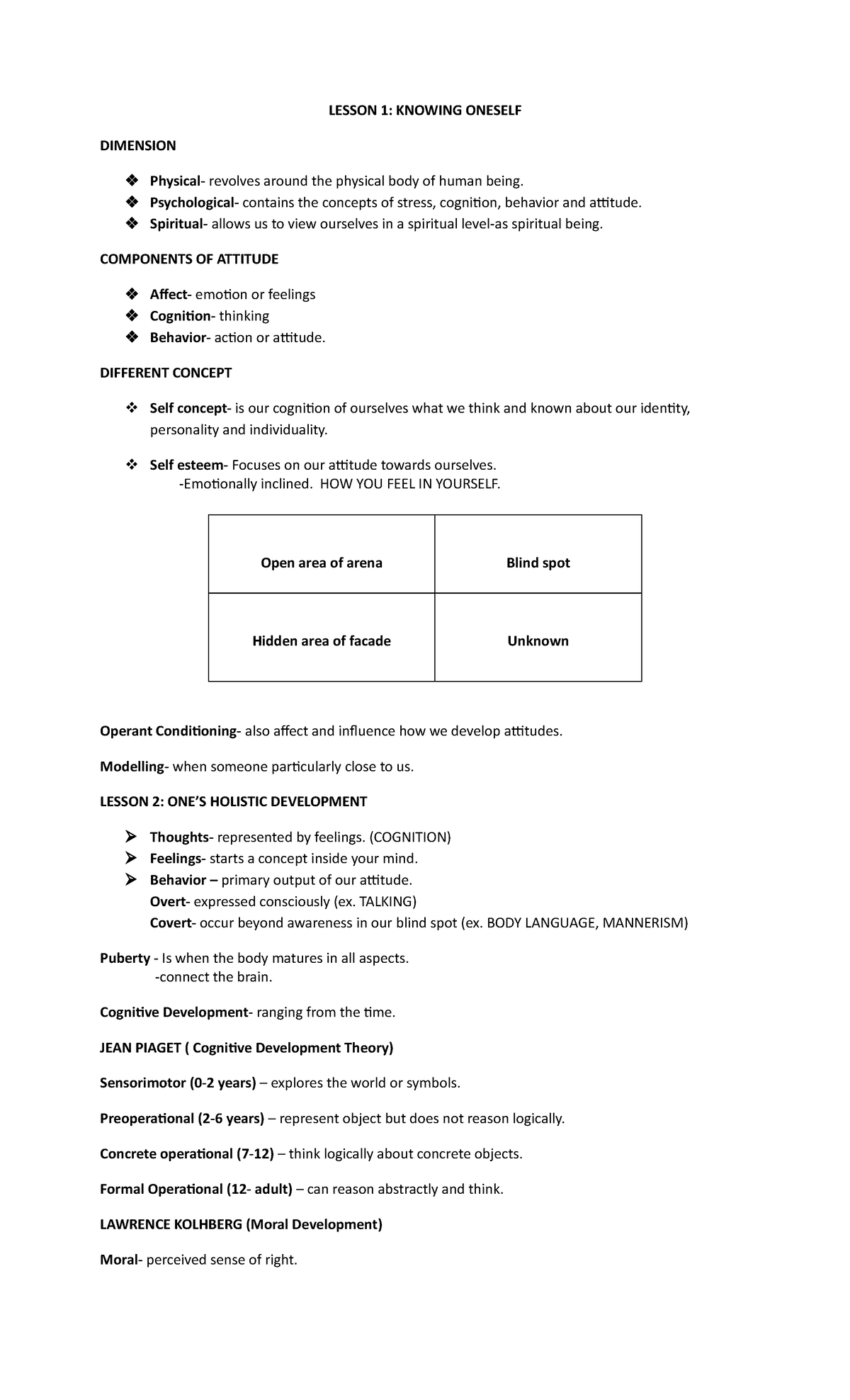 Personal Development Notes: Lessons 1-7 Overview - Studocu