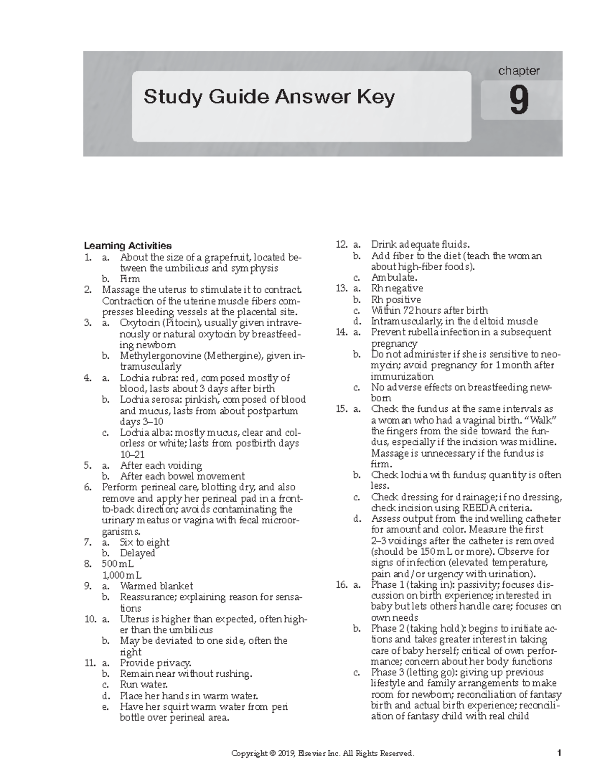 Chapter 009 - Practice info - Study Guide Answer Key chapter 9 Learning ...