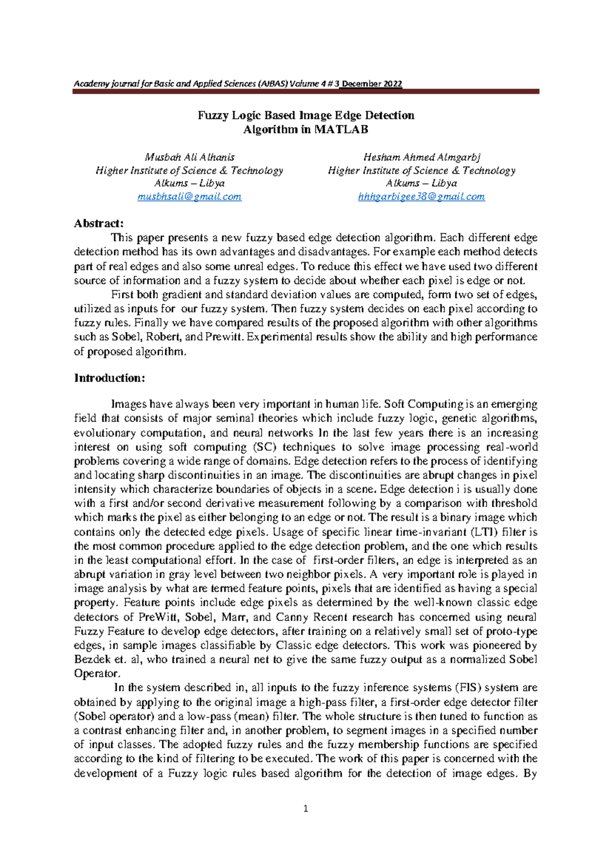 Fuzzy Logic Based Image Edge Detection Algorithm in Matlab[ 4739 ...