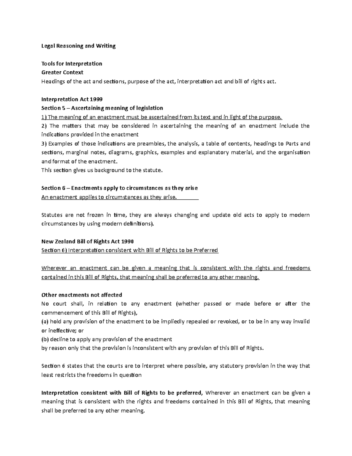 Statutory Interpretation Law: Exam Prep for Legal Reasoning LW101 - Studocu