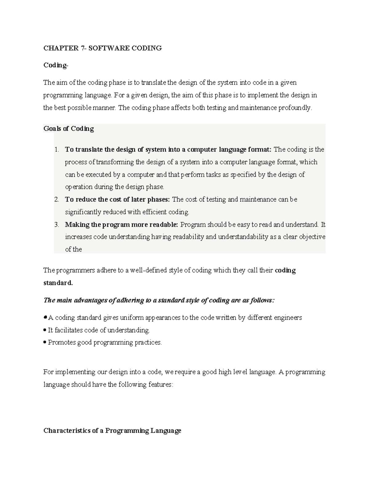 Chapter 7- System Implementation - CHAPTER 7- SOFTWARE CODING Coding ...