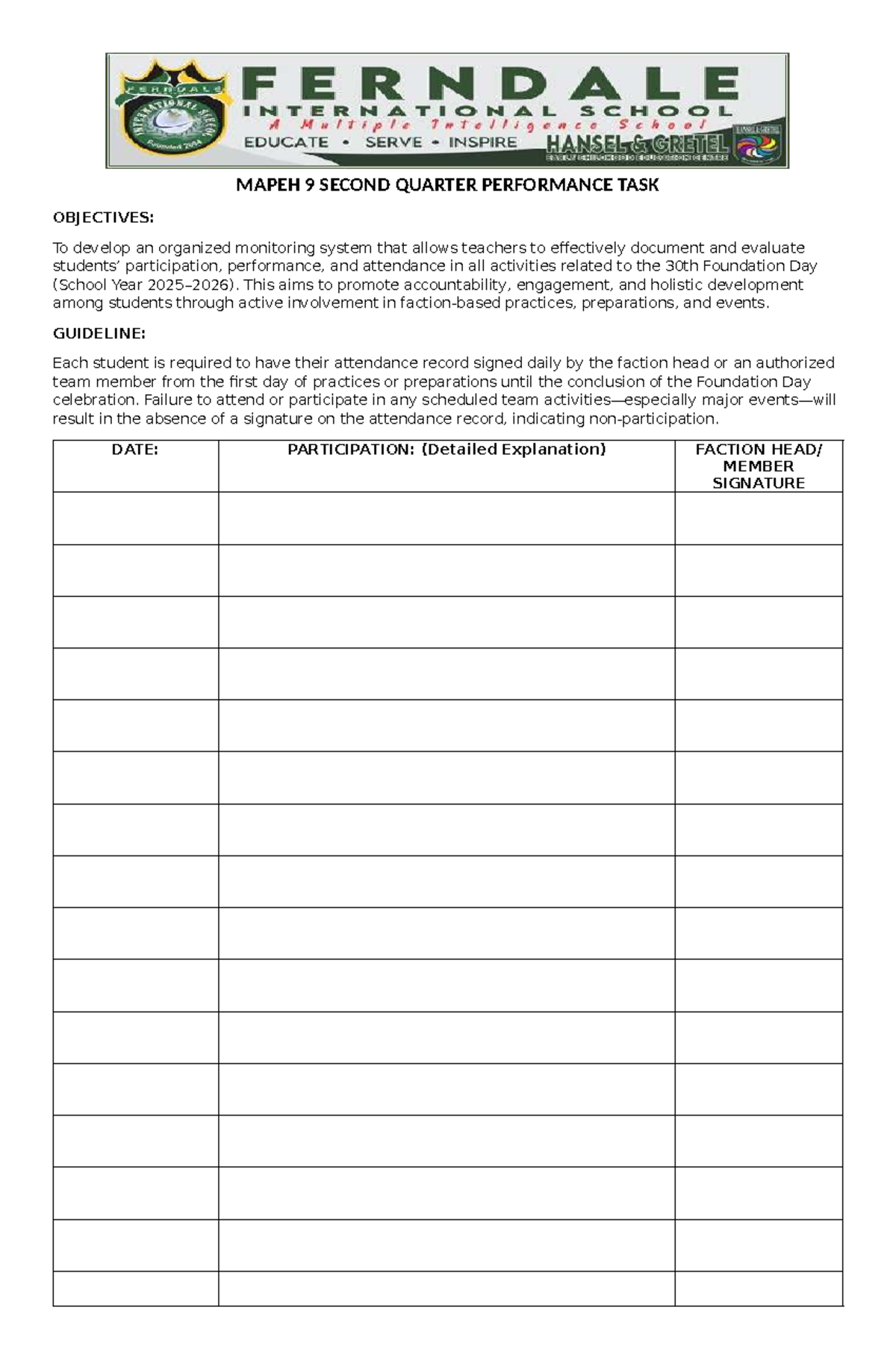 MAPEH 9 2nd Quarter Performance Task Guidelines and Objectives - Studocu