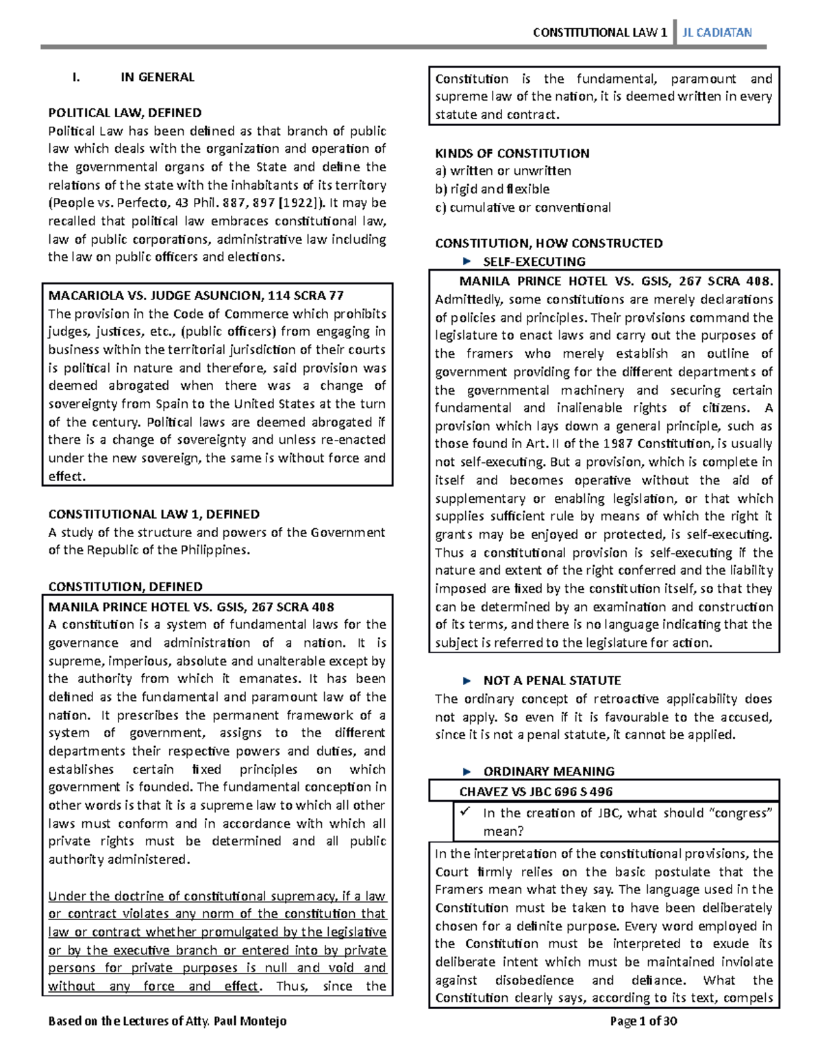 Political Law Overview and Constitutional Principles - Consti-1 ...