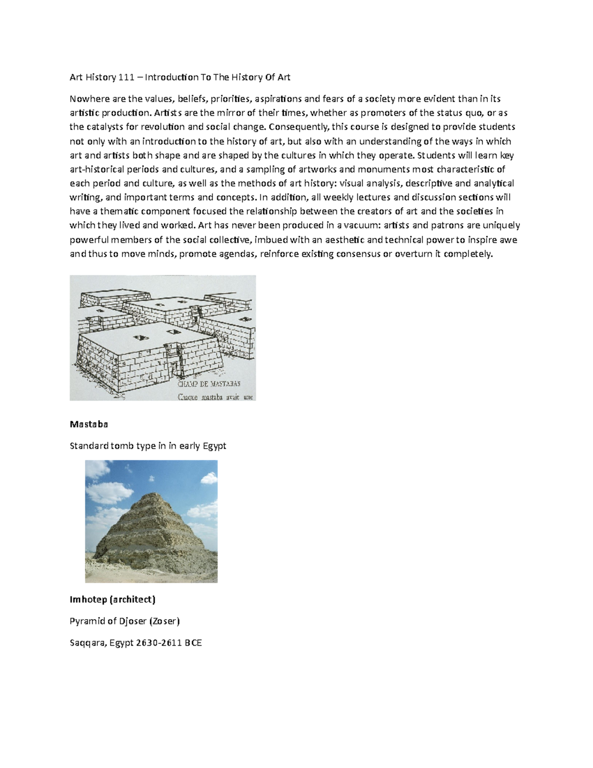 Intro to Art History - Lecture Notes 1: Key Periods & Cultures - Studocu