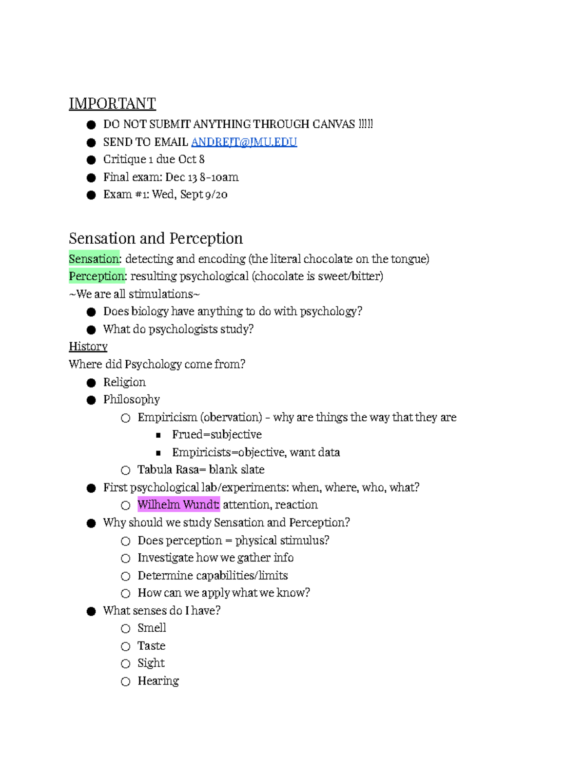 Sensation and Perception Notes (PSYC 101) - Unit 1 Overview - Studocu