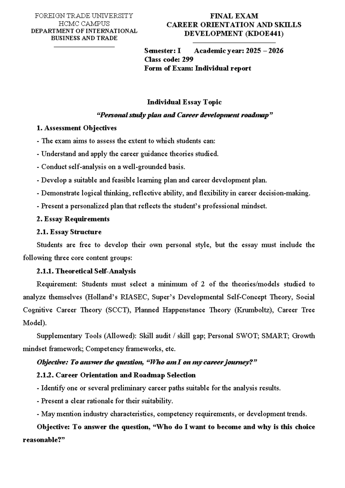 KDOE441 Final Exam: Career Orientation & Skills Development Report ...