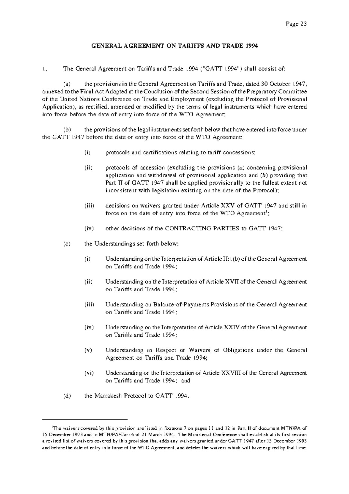 GATT 94 - statute - Page 23 GENERAL AGREEMENT ON TARIFFS AND TRADE 1994 ...