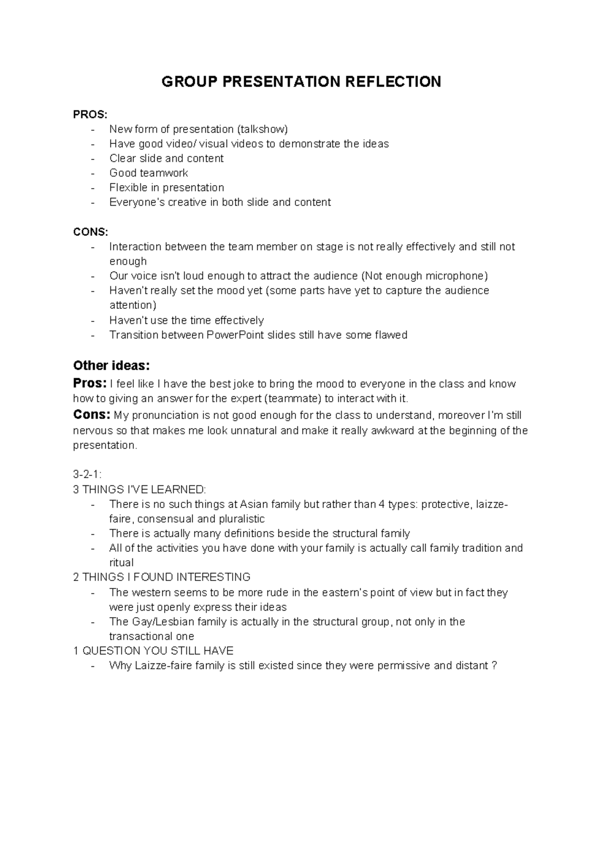 GROUP PRESENTATION REFLECTION - KHGT 28 2 2025 Notes - Studocu