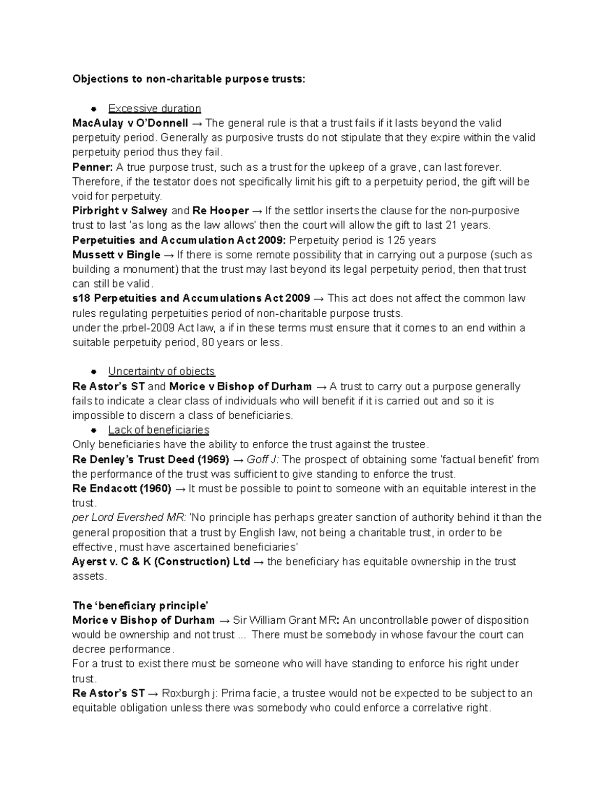Objections to Non-Charitable Purpose Trusts: Legal Analysis and Case ...