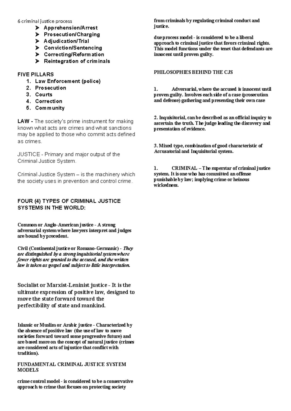 CJS Reviewer - 6 criminal justice process Apprehension/Arrest ...