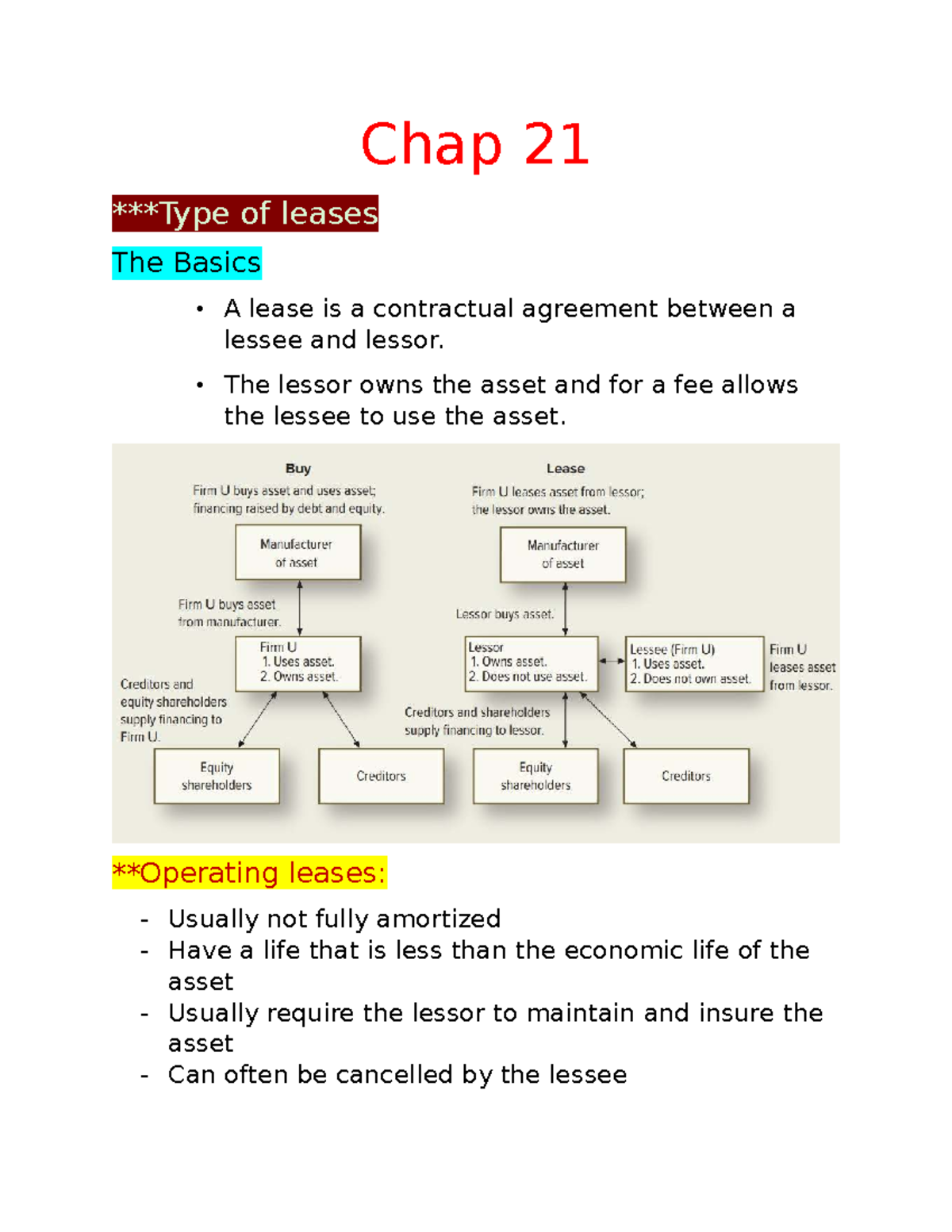 Chap 21: Understanding Leases - Key Concepts and Tax Implications - Studocu