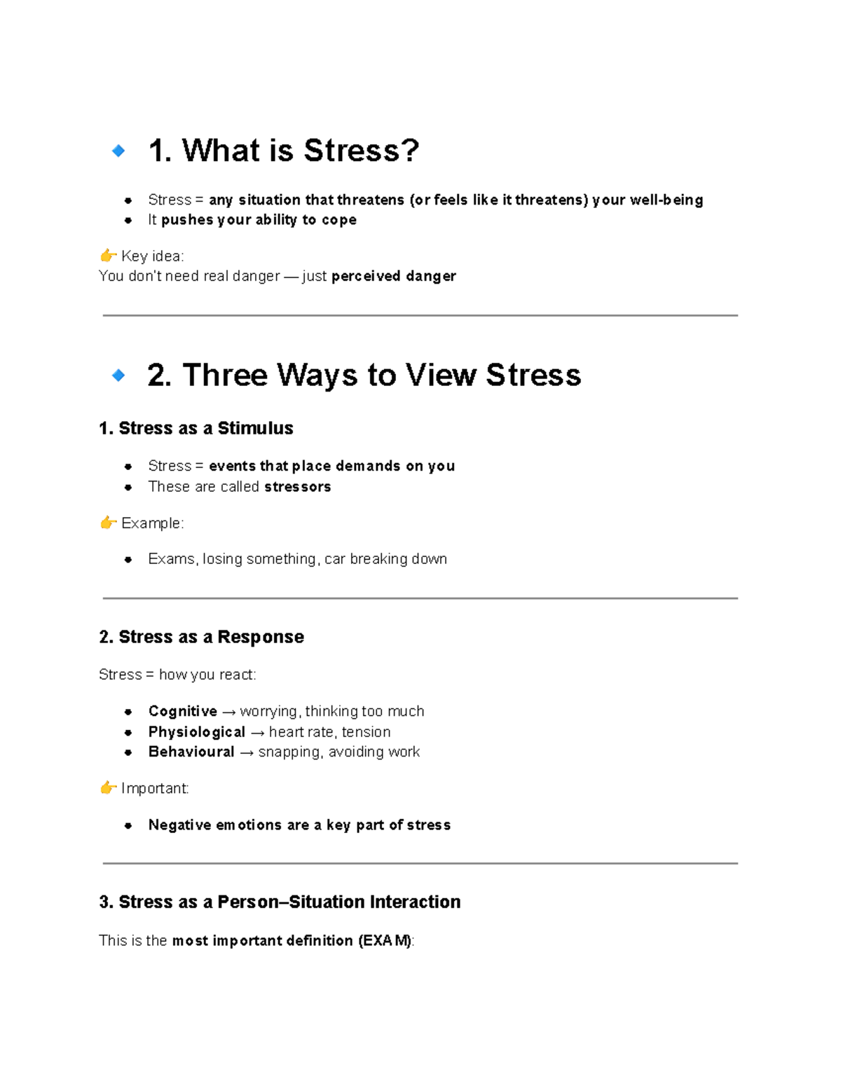 PSY 101: Understanding Stress and Coping Mechanisms - Full Notes - Studocu