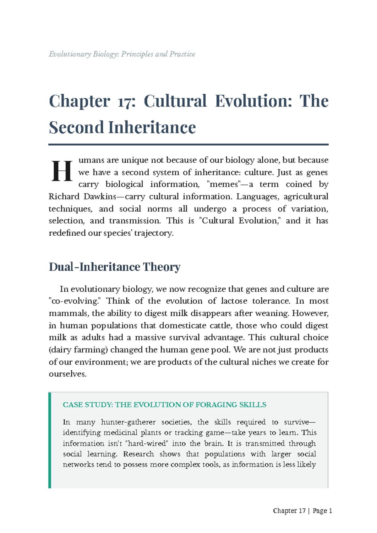 Evolutionary Biology: Principles & Practice - Ch 17: Cultural Evolution ...