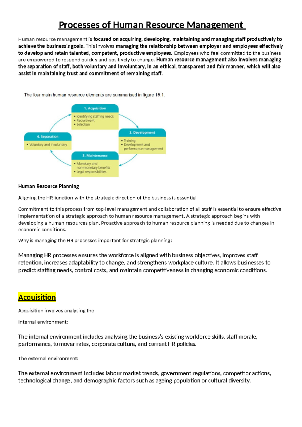 HRM Processes: Strategies for Effective Workforce Management - Studocu