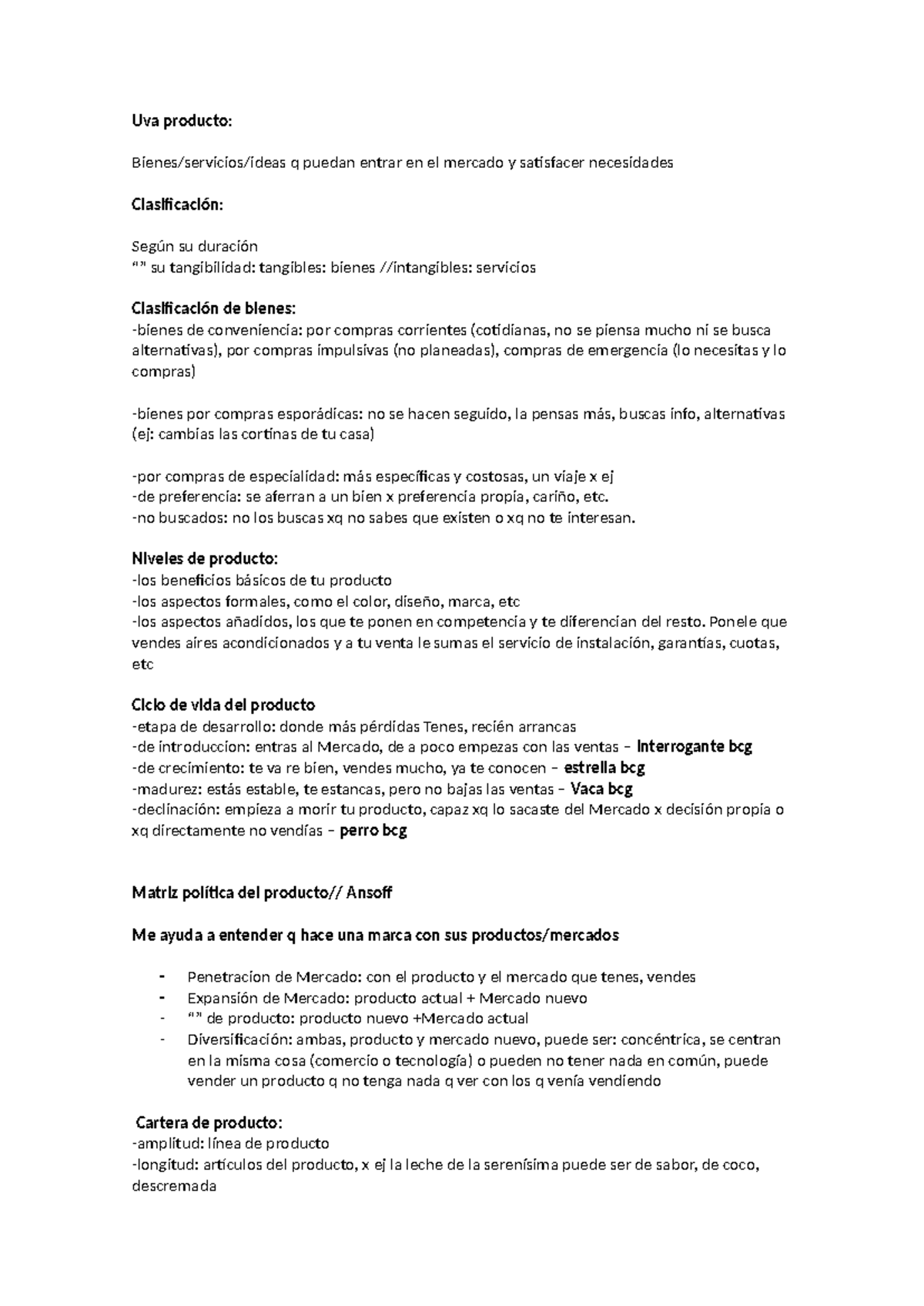 Marketing 2do Parcial: Clasificación y Estrategias de Producto y Precio ...