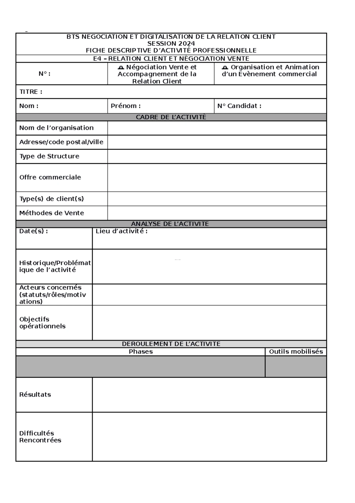 Fiche E4 - Vierge - BTS NDRC ANNEXES RELATIVES À L’ÉPREUVE E4 ...