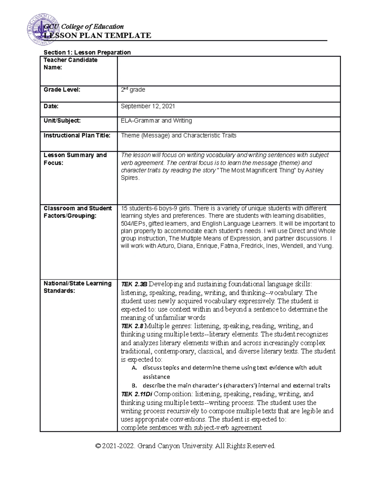 Book Walk Lesson Plan for 