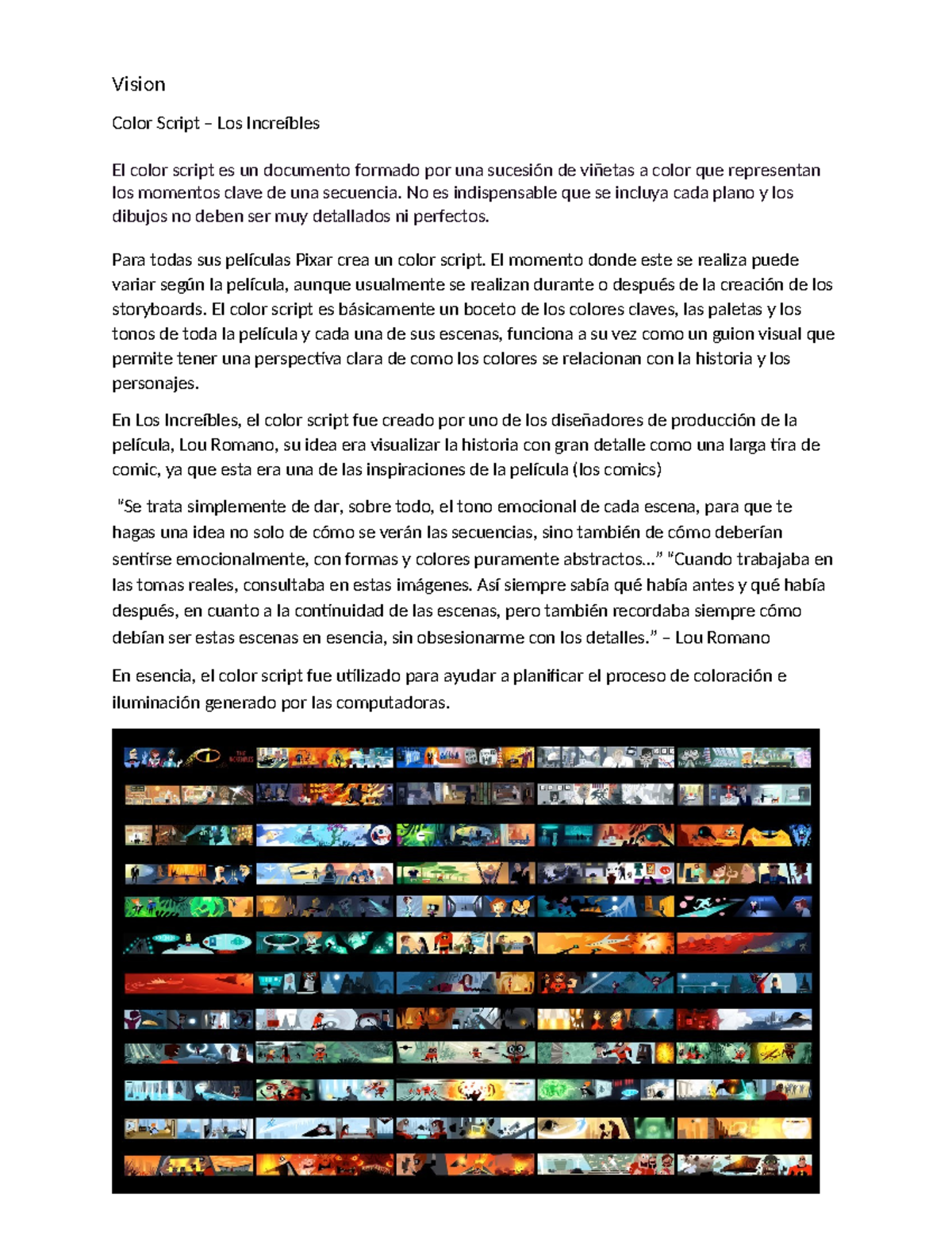 Vision - Tarea sobre proceso de ideacion visual - Vision Color Script ...