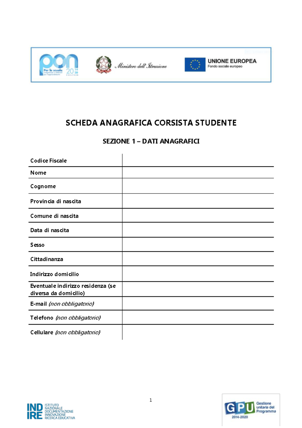 Modulo Anagrafico Corsisti - Allegato B (79) - Studocu