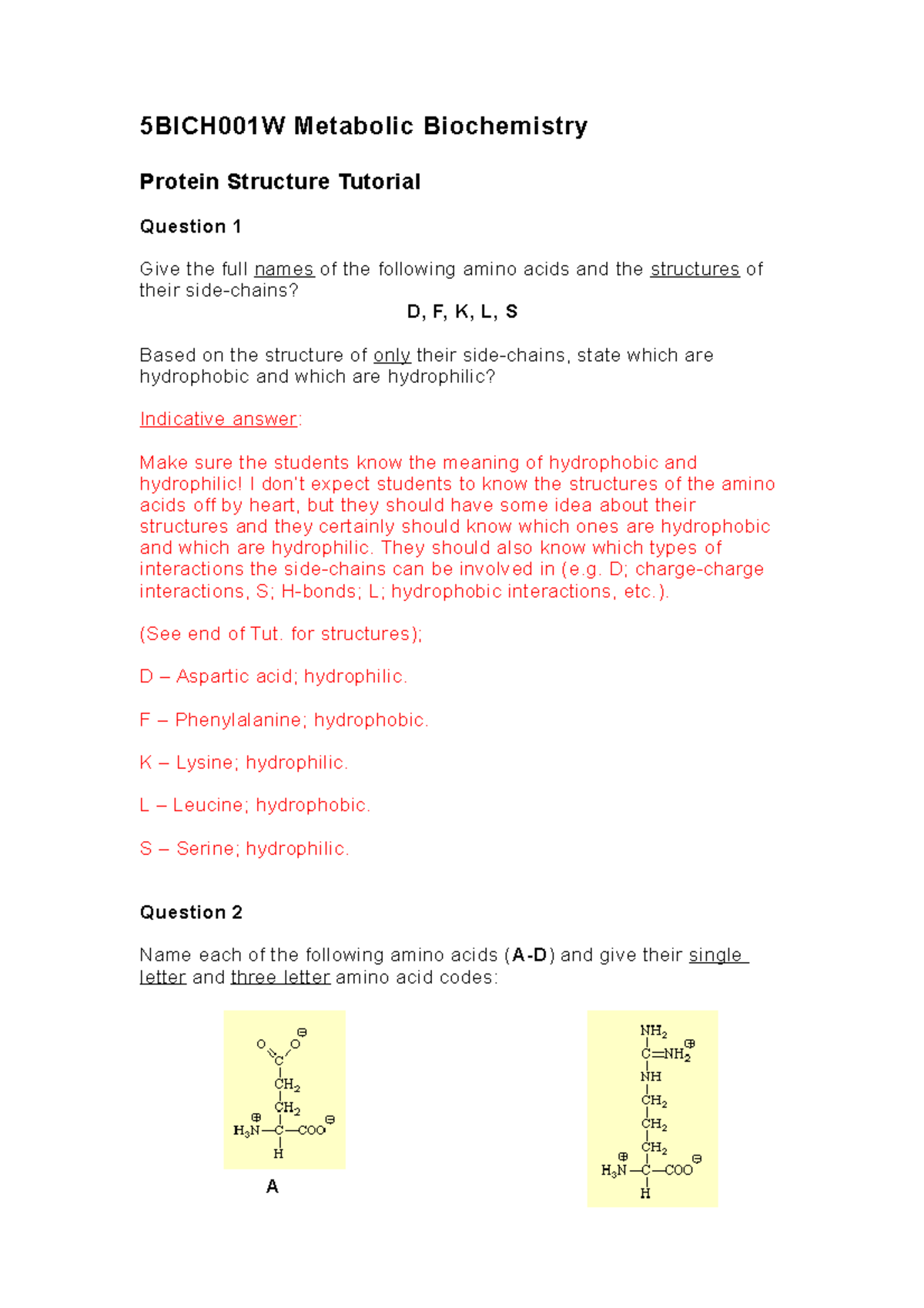Week 3: T3 - Solutions to Protein Structure Questions and Tutorial ...