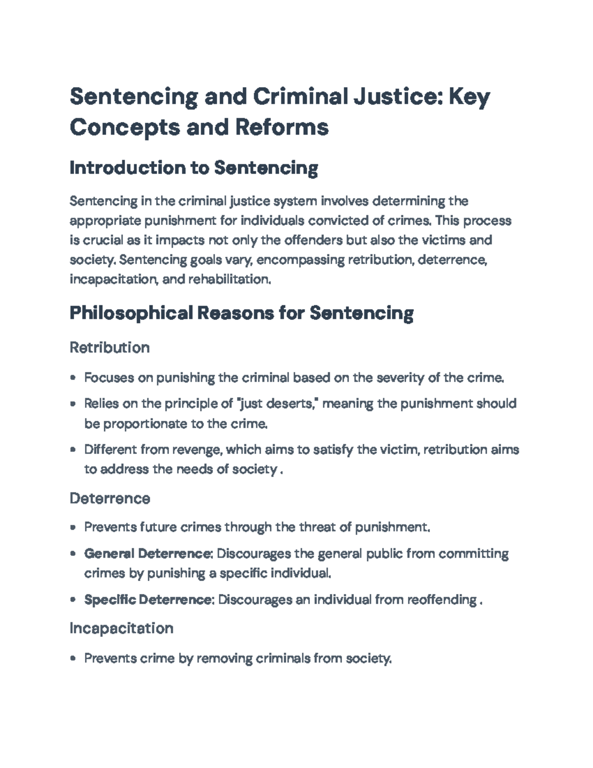 Sentencing and Criminal Justice: Key Concepts and Reforms (CJS 501 ...