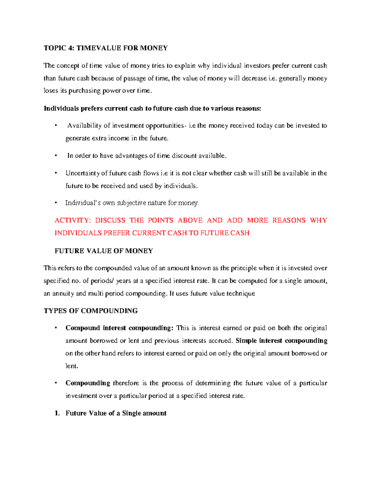 TIME Value of Money - Summarized Study Notes for Understanding - Studocu