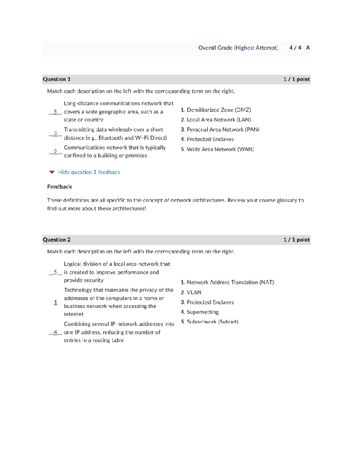 6-0 Knowledge Check - Overall Grade (Highest Attempt) A Question 1 ...