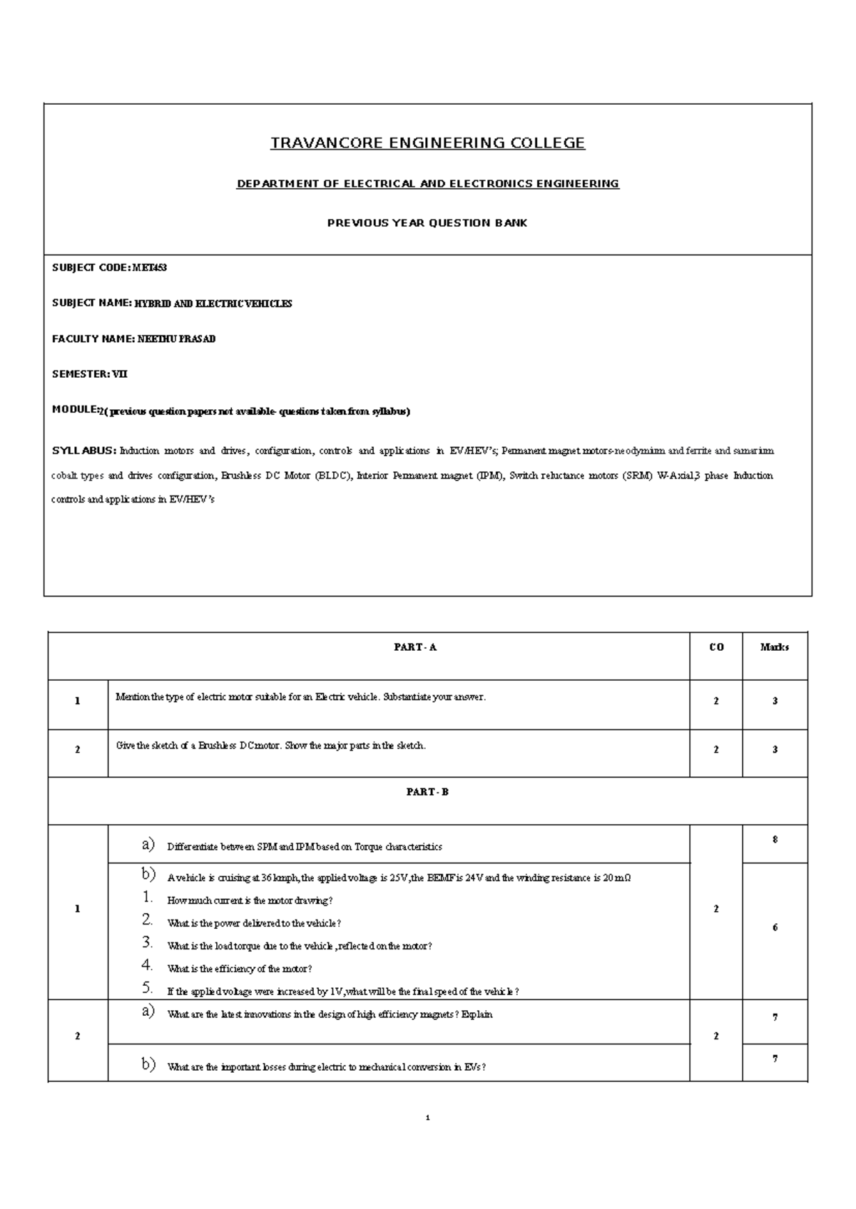 Qns HEV Module 2 - summary of hybrid and elctric veicle system ...