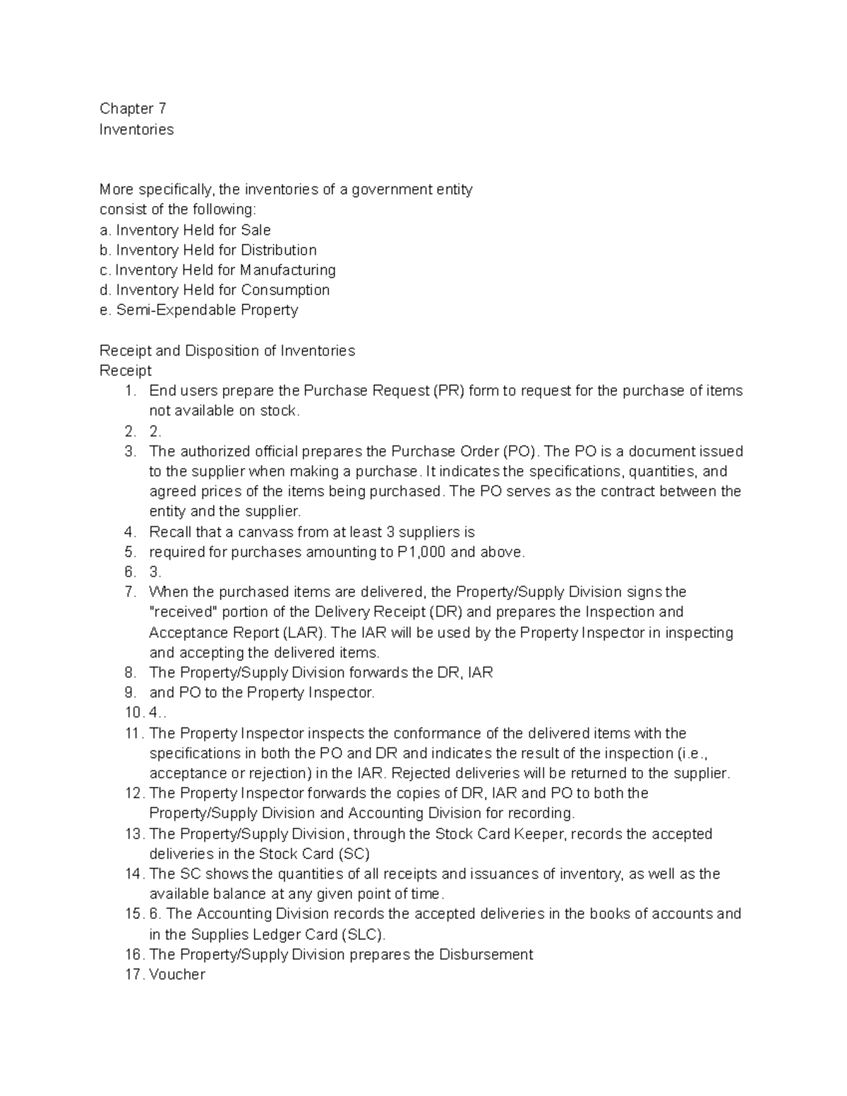 Chapter 7: Government Inventory Management and Biological ...