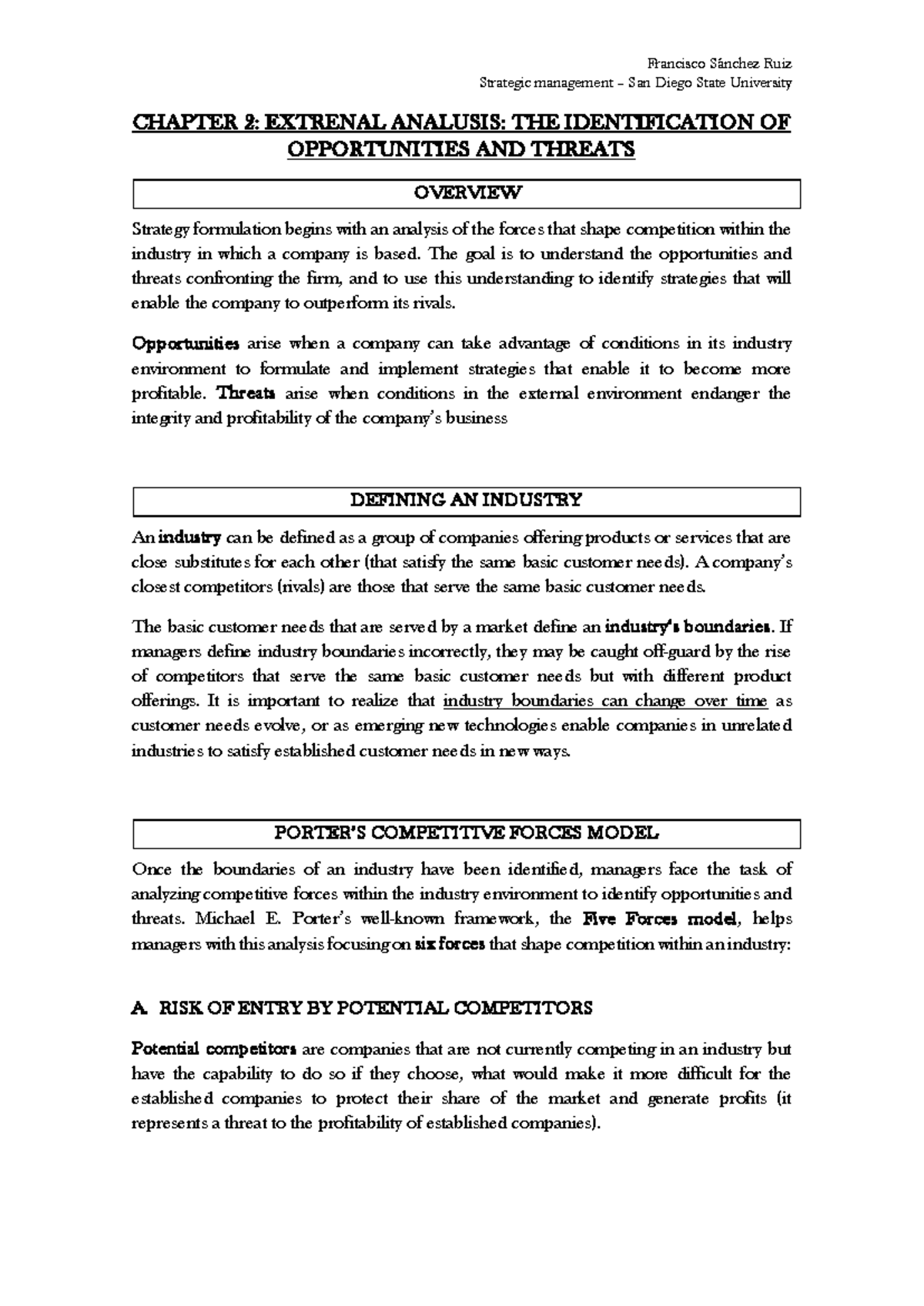 Strategic Management (SM 101) Chapter 2: External Analysis Overview ...