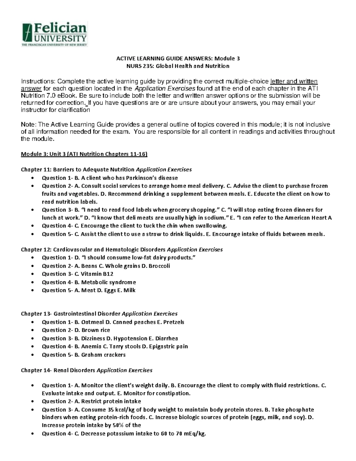 Module 3 Active Learning Guide Nutrition 235 - ACTIVE LEARNING GUIDE ...