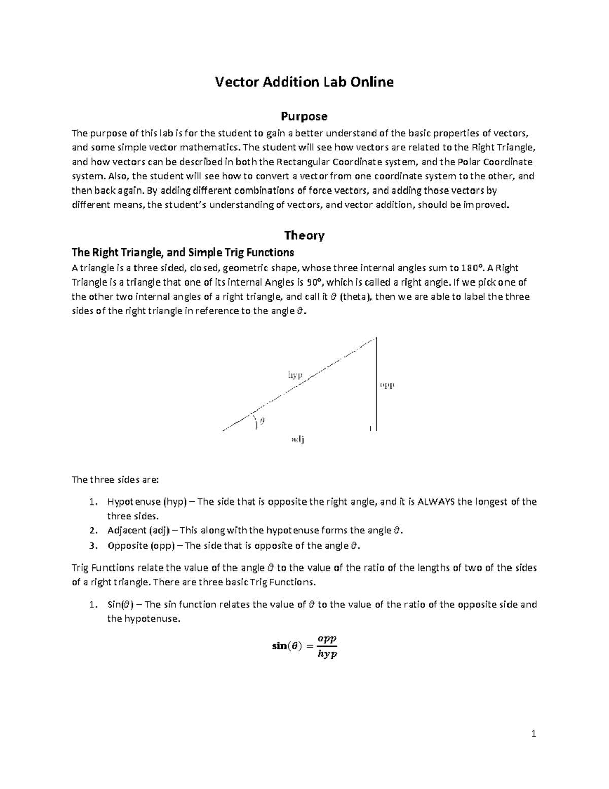 Fall 2023 PHY-1951 Vector Addition Lab Report and Analysis - Studocu