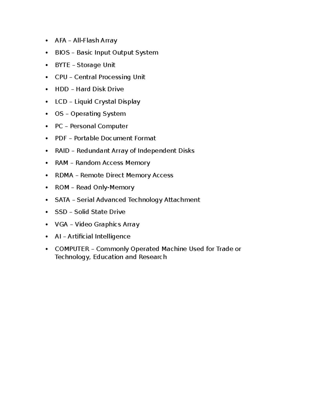 AFA - AFA acro - AFA – All-Flash Array BIOS – Basic Input Output System ...