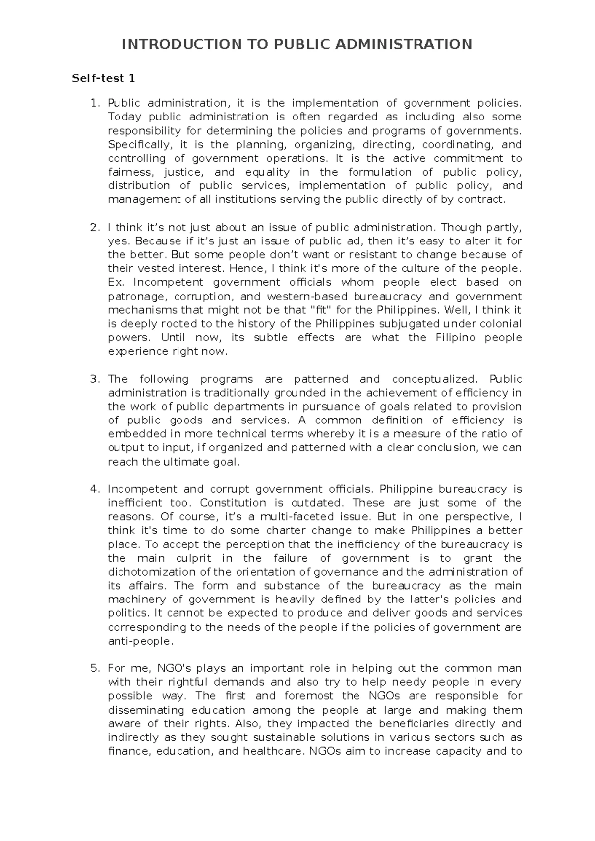 PERSONNEL ADMINISTRATION Module 1-4 Lesson Exercises and Key Concepts ...