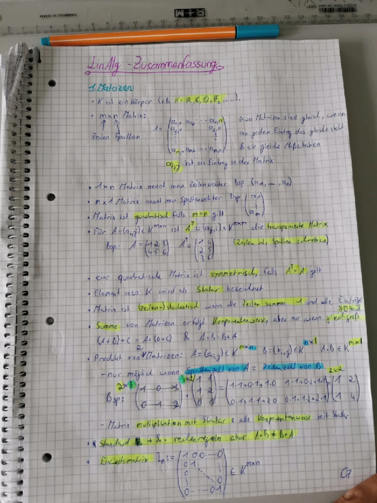 Linear Algebra Cheat Sheet (MATH 101) - Yiping Lu, Jan 2024 - Studocu