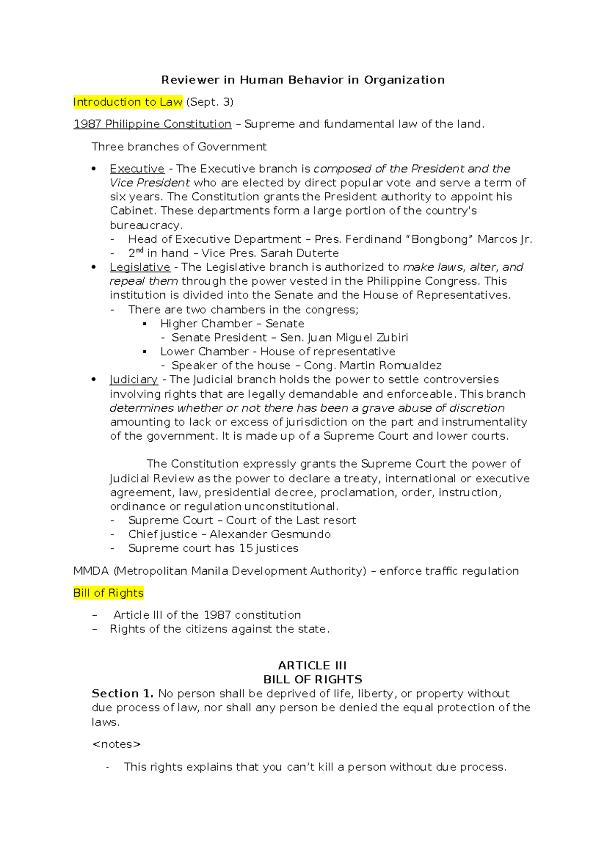 Human Behavior in Organization: A Comprehensive Reviewer Guide - Studocu