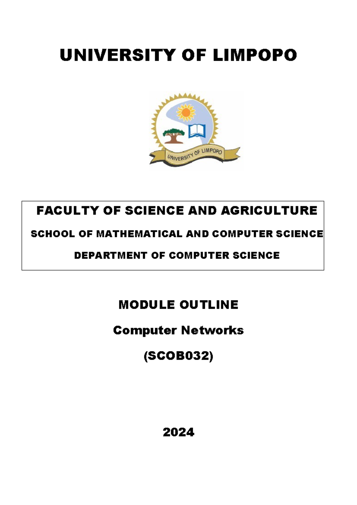 Computer Networks Module Outline (SCOB032) 2025 - Studocu