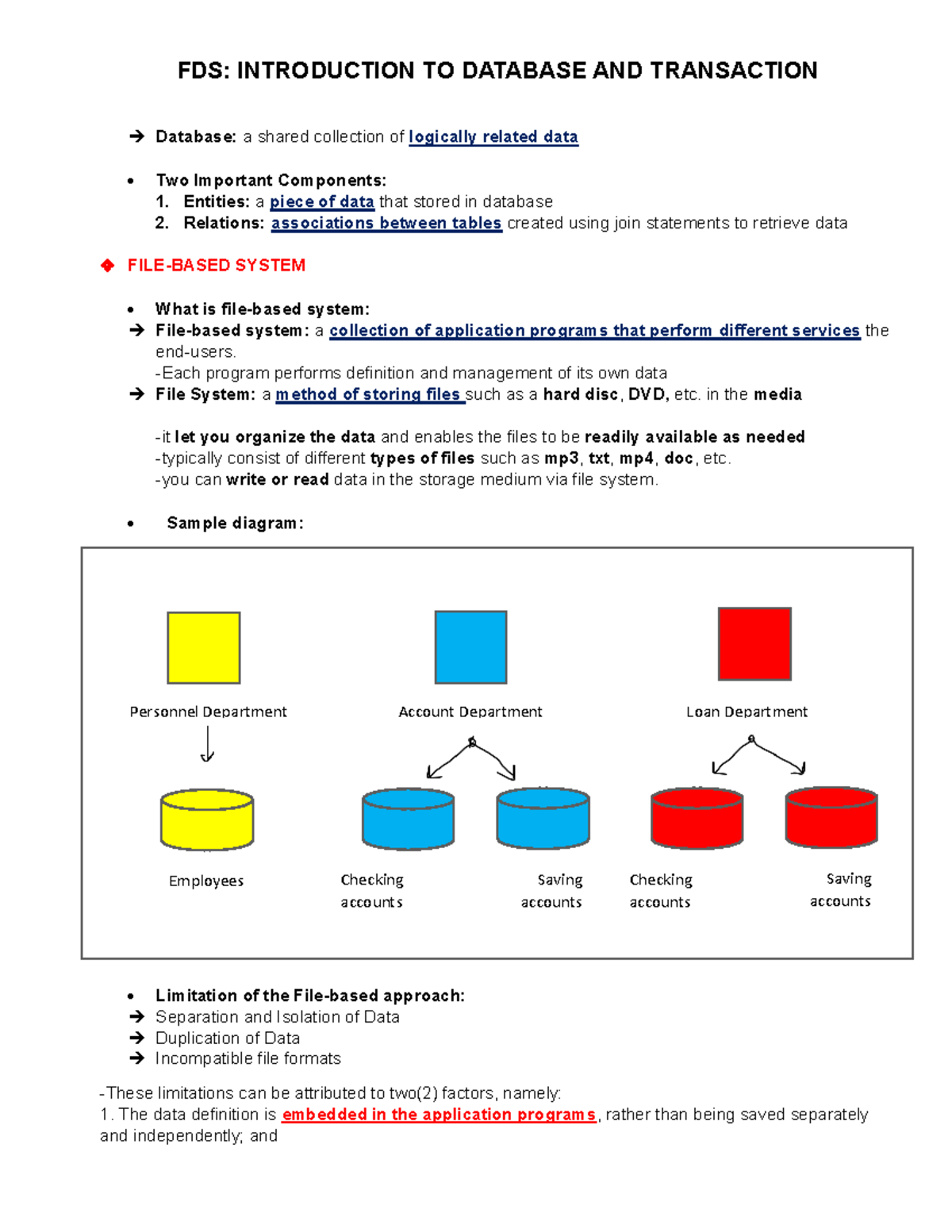 FDS-Midterm-Reviewer - FDS: INTRODUCTION TO DATABASE AND TRANSACTION ...