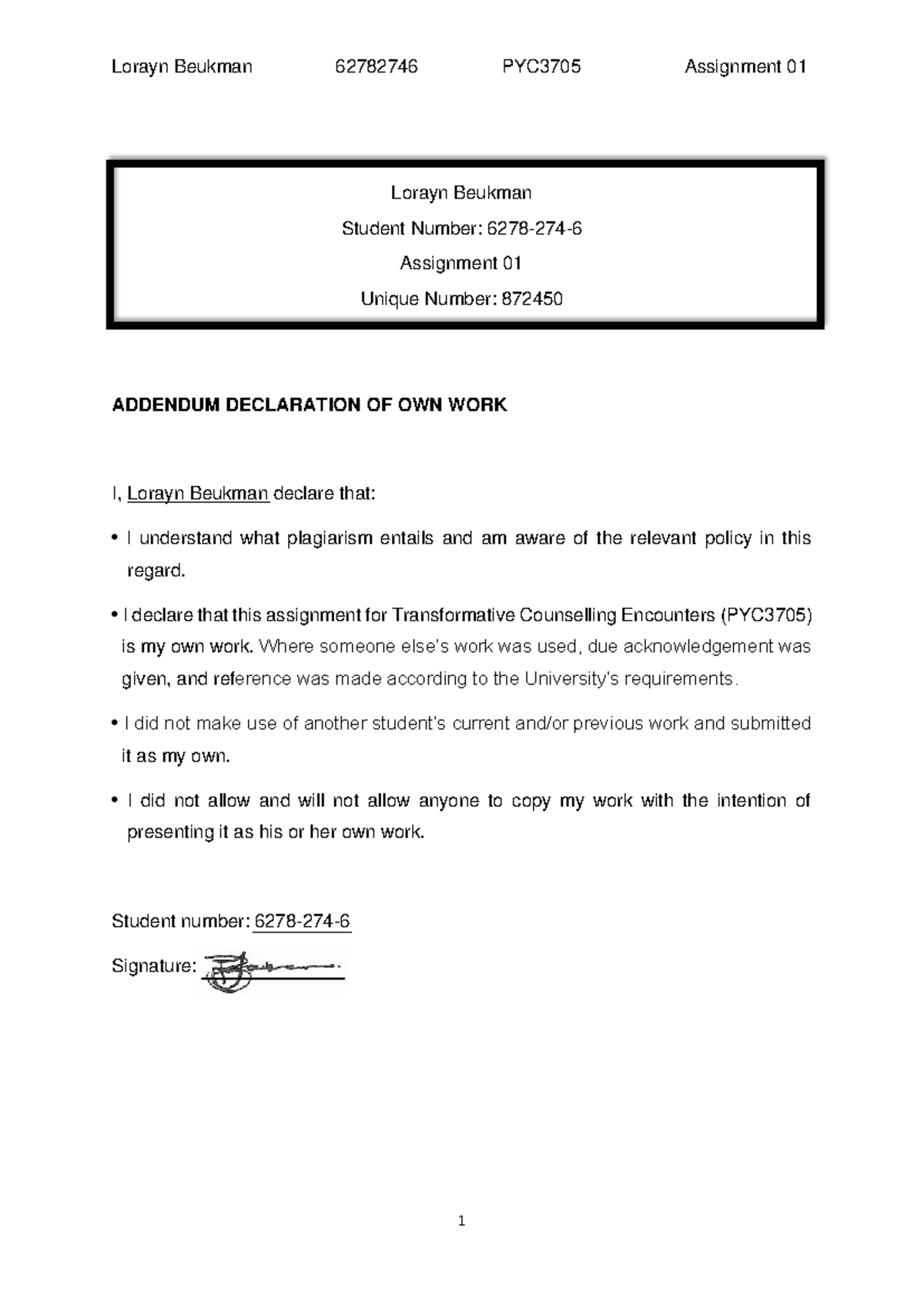 PYC3705 Assignment 1: Key Concepts in Transformative Counselling - Studocu