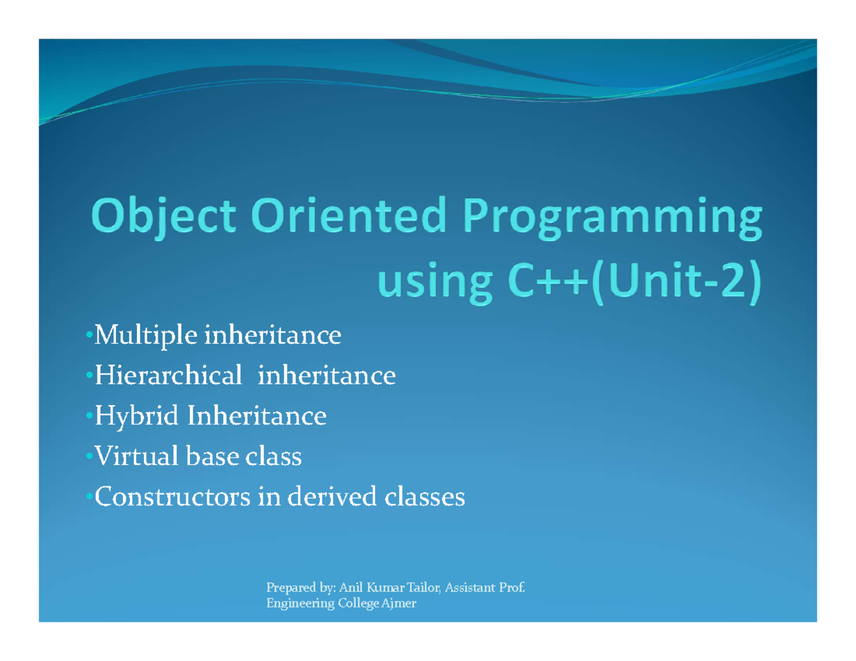 Inheritance-II Slides (ENG101) - Studocu