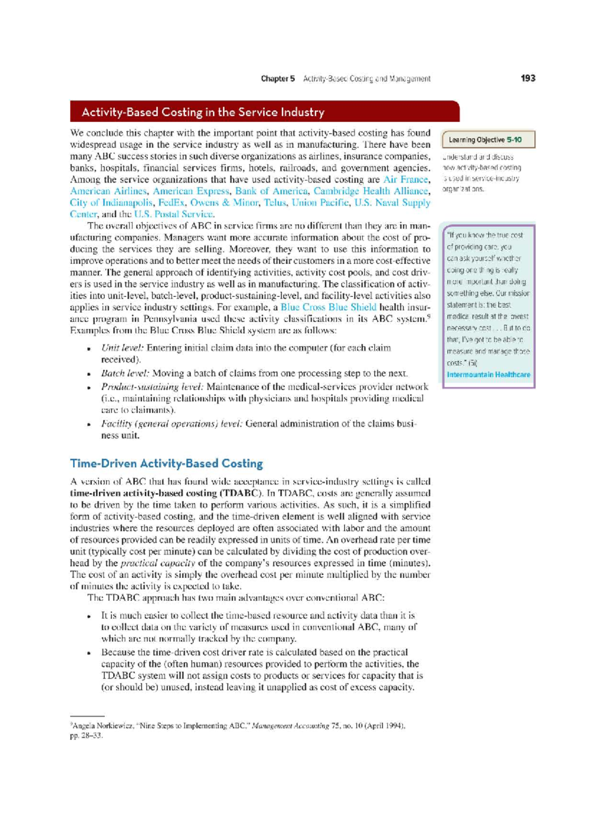 Chapter 5: Costing and Management in the Service Industry (BAB 6) - Studocu