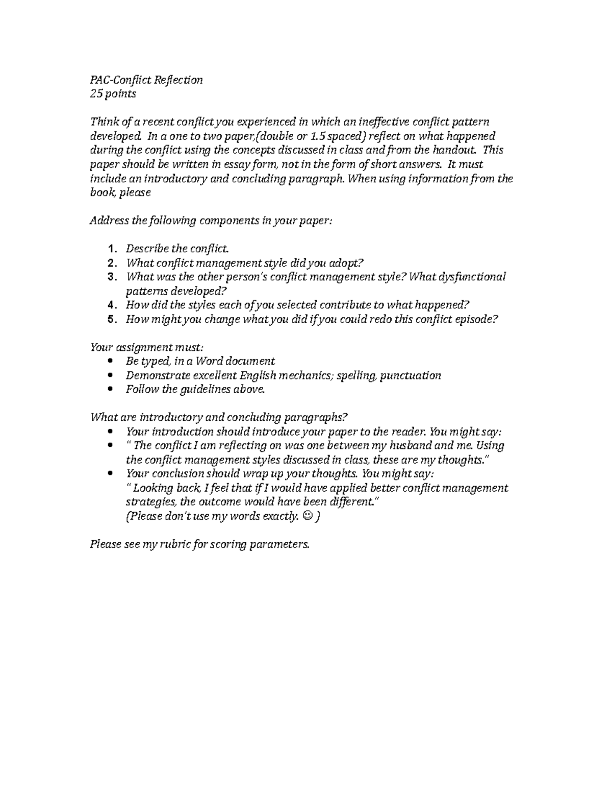 Conflict Analysis Reflection Essay: Ineffective Patterns & Solutions ...