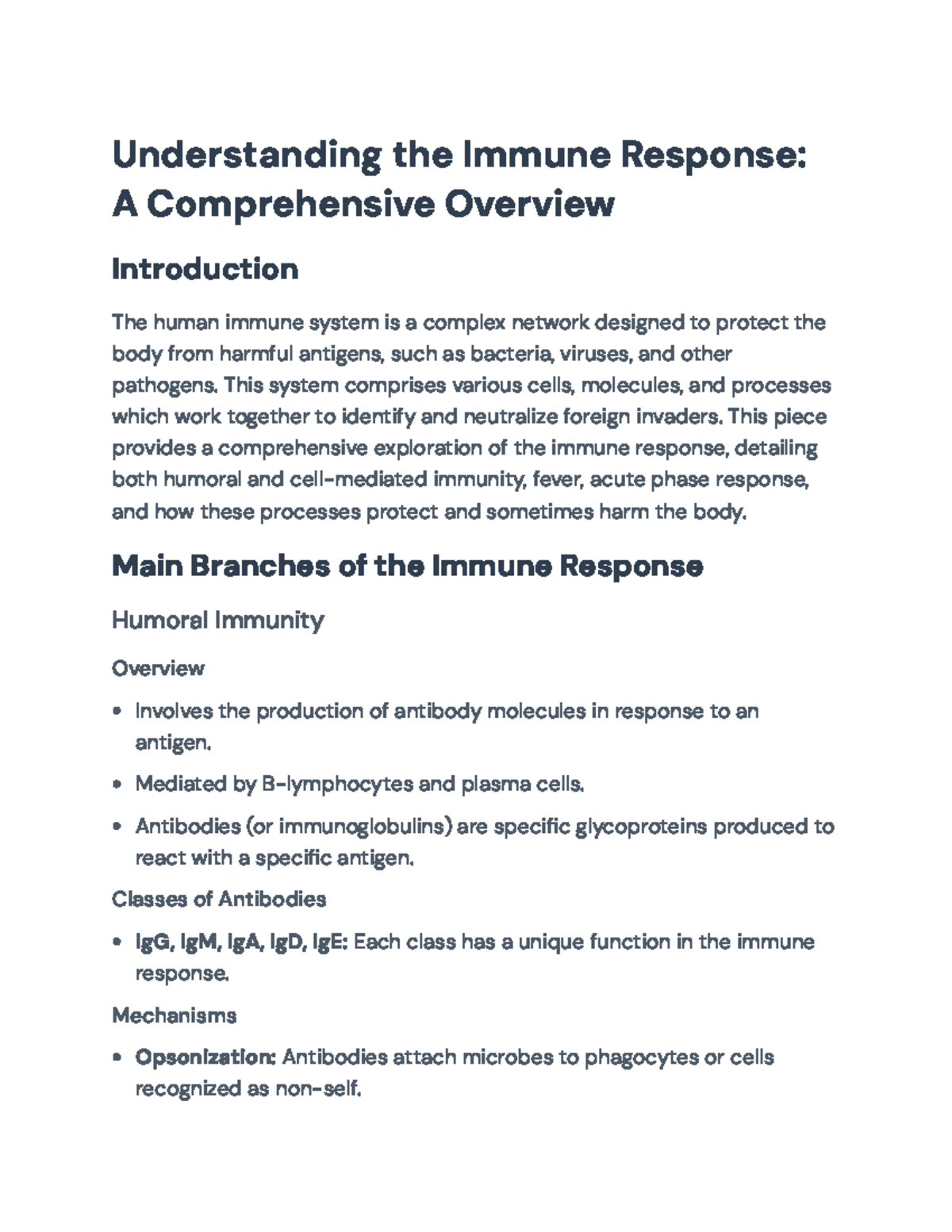 Understanding the Human Immune Response: A Comprehensive Overview ...