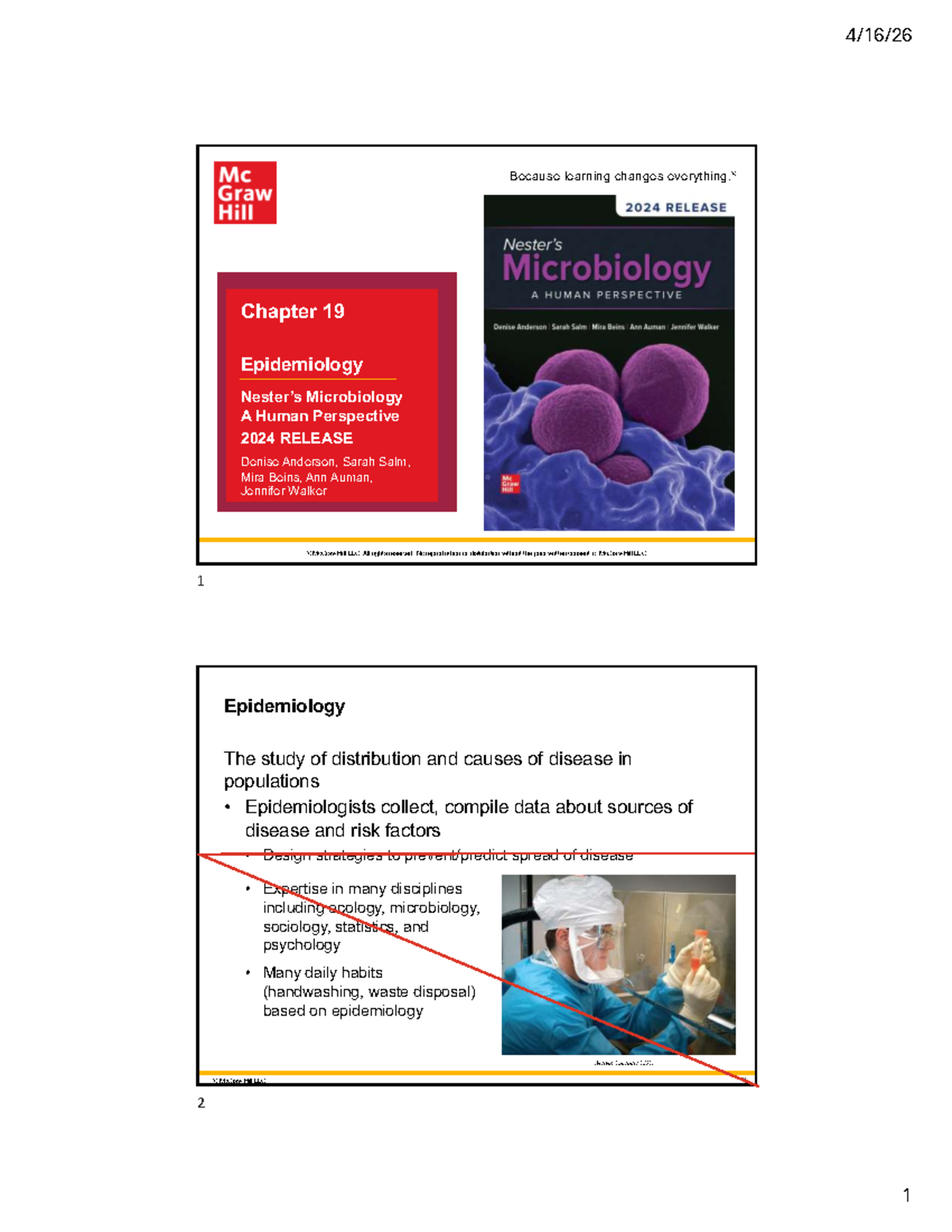 Anderson CH19 Lecture Notes: Epidemiology & Microbiology Insights - Studocu